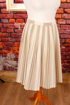 Vintage orig 60er Plissee Rock beige Muster Faltenrock Wollrock Wollmix S - Bild 1 von 4