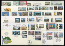 Collection année complète 28 FDC "EUROPA CEPT 1977 - Paysages" 28 pays (EU1977FD