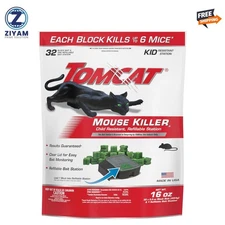 Mouse Mice Rat Killer 32 Blocks Bait Poison Rodent Station Trap Tomcat Control