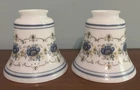 Vintage Bell Shaped Quoizel Abigail Adams Blue Floral Milk Glass Light Shades