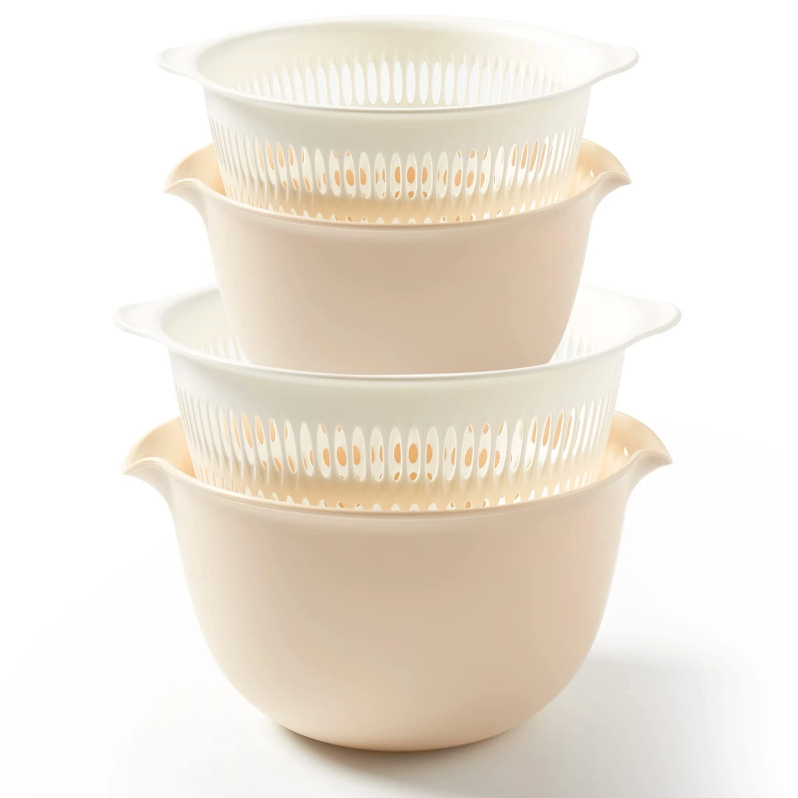 2 in 1 Kitchen Colander Set with Bowl Strainer (2 Sets 2.5 Qt),BPA Free Plast...