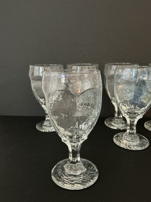Vintage Libby Chivalry Clear Glass 6.5'' Water Gobletts, Set of 6