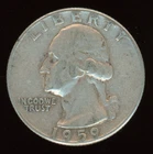 1959 P Washington Quarter KM#164  0.900 Silver 0.1808 oz Act. Silver Weight