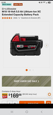 M18 REDLITHIUM XC 5.0Ah 18V Li-Ion Battery Pack