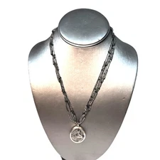 Silpada Sterling Silver Stormy Night Feldspar Pendant Multi Strand Necklace