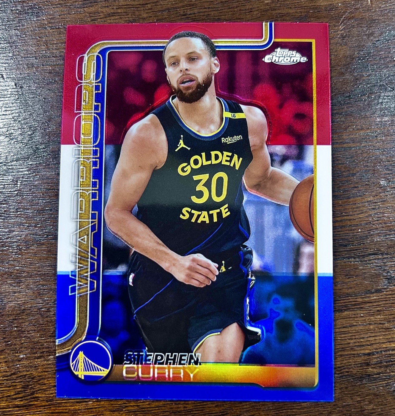 2025-26 Topps Chrome Basketball Stephen Curry Red White Blue REFRACTOR #201 🔥