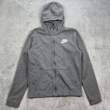 Nike Full Zip Hoodie Kids XL Gray Sportswear Club Fleece Logo Sweatshirt