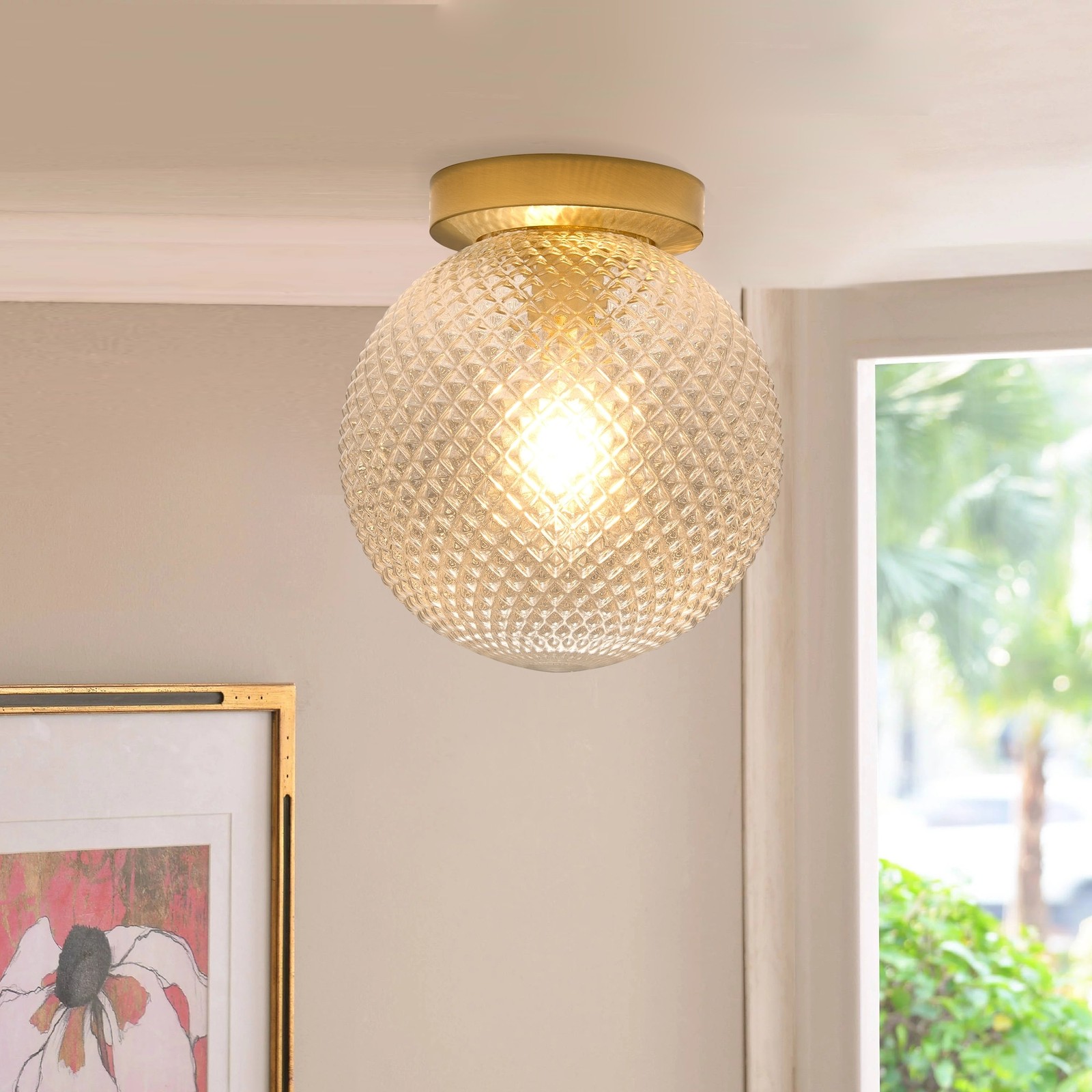 Mid-century Modern 1-light Globe Semi Flush Mount Ceiling Light