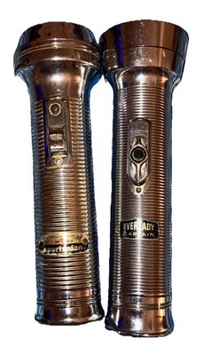 Vintage Everready Captain & Rayovac Sportsman Metal Flashlights, Working 