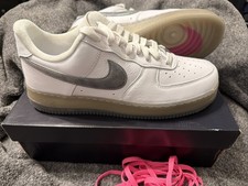 Nike Air Force 1 '07 Low Premium Sz 10.5 White Metallic Silver Pink DX3945-100
