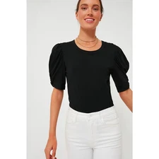 Tuckernuck Vesty Short Sleeve Top Size M Black Cotton Crewneck Pomander Place