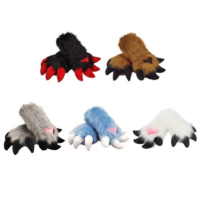Furry Cats Claw Gloves Fursuit Animal Foxes Paws Mittens Halloween Costumes