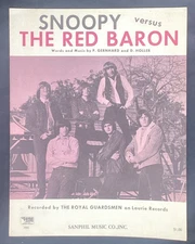 Vtg Sheet Music Snoopy Verses The Red Baron, The Royal Guardsman 1966, free ship