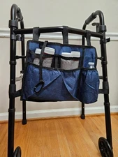 Storage Bag Basket with Cup Holder for Folding Walker Accessories for Seniors