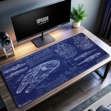 Millennium Falcon Blueprint Gaming Desk Mat Mouse Pad