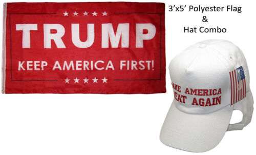 3'x5' Trump Keep America erste rote Flagge & Make America große weiße rote Mütze Set - Bild 1 von 1