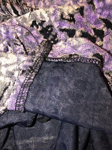 Christopher & Banks L Black Purple Gold Textured Stretch Top Shirt - Picture 12 of 12