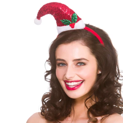 WICKED COSTUMES Red Sequin Santa Hat Headband Xmas Party Novelty Fancy Dress Accessory