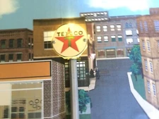 3D printed 1/48 O scale lighted sign Texaco with gas station graphics