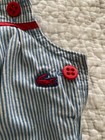 Vintage Izod La Coste Toddler Overalls Size 18 Mos Blue and White Stripe — photo 4
