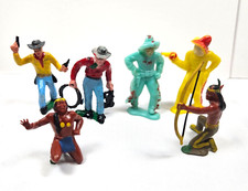 Vintage 1950's-1960's Marx  Bergen Plastic Cowboys  Indians Figures Lot of 6