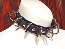 BLACK D-RING DOG-STYLE COLLAR bondage punk goth biker metal vegan PVC choker Y6