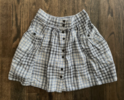 Urban Outfitters Women's Plaid Blue Mini Skirt Button Up Stretch