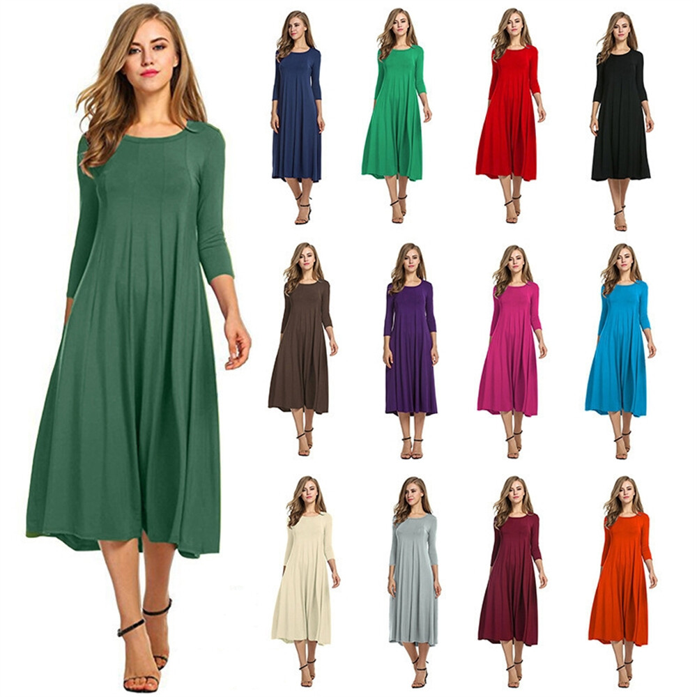 knee length dresses for ladies The Solid Color Lapel Midi Dress - Lapel Collar Dress For Office Work,  Workwear - White - Dresses main image 0