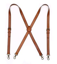 Mens Suspenders X Back Design Leather Suspenders Adjustable Brown Braces Groo