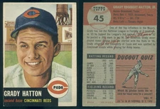 (39479) 1953 Topps 45 Grady Hatton Reds-EM