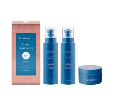 Bioelements 3-Step Starter, Set for Oily Skin, Cleanser, Power peptide, Cream 