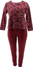 Splendid Printed Hacci Lounge Set Wine Camo M NWOT (935)