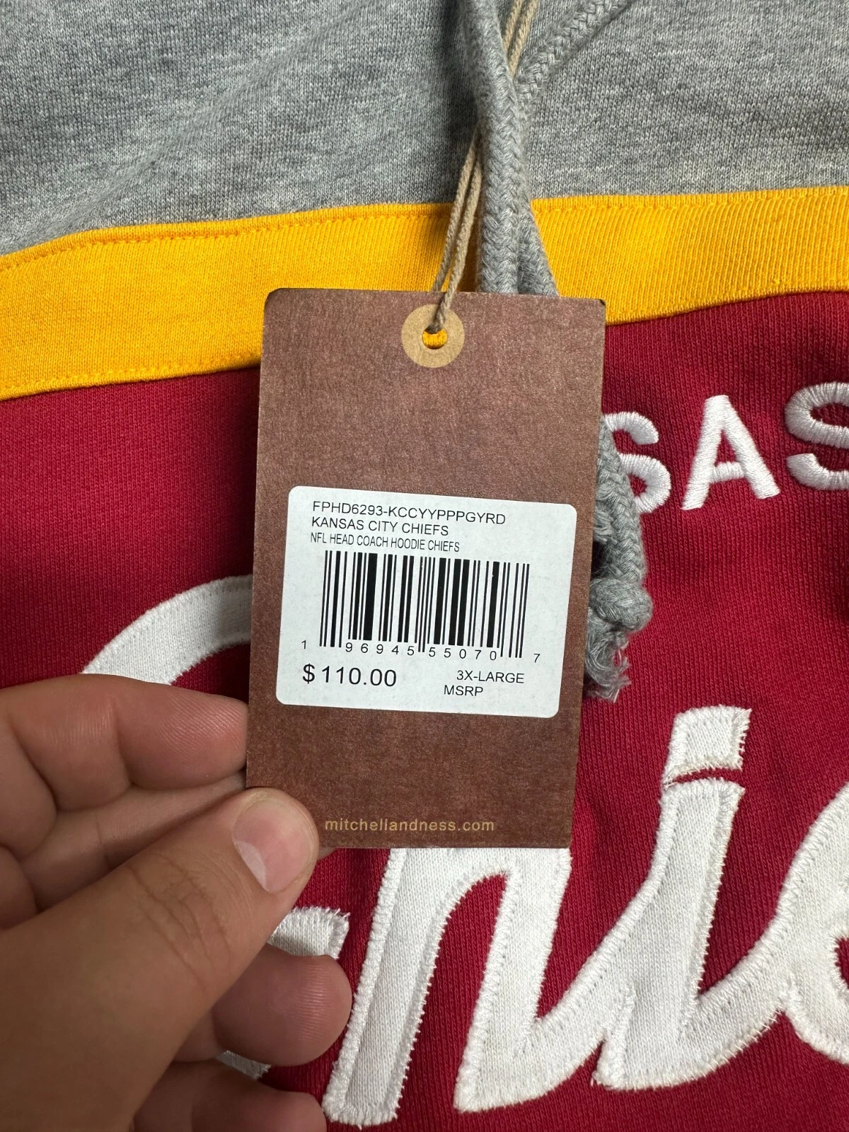 Felpa con cappuccio uomo Mitchell & Ness Throwbacks Head Coach 3XL kansas city