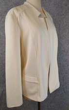 Chicos Open Front Career Jacket Sz 3 16/18 Fully Lined Side Pockets White NWT