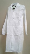 Greentown Classix Med White Long Lab Coat Snaps with Cuffs
