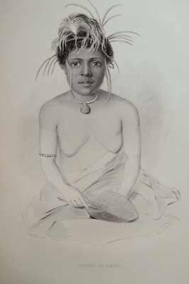 FIGIAN QUEEN REWA 1844 PRINT FROM NARRATIVE of the US EXPLORING EXPEDITION