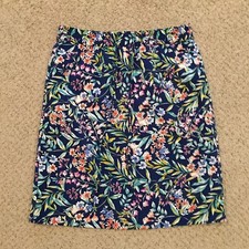 Talbots Pencil Skirt Size 4 Blue Floral Knee Length Lined Pockets