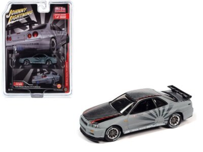 NISSAN Skyline GT-R (BNR34) - Rising Sun - 1999 - grey - Johnny Lightning 1:64