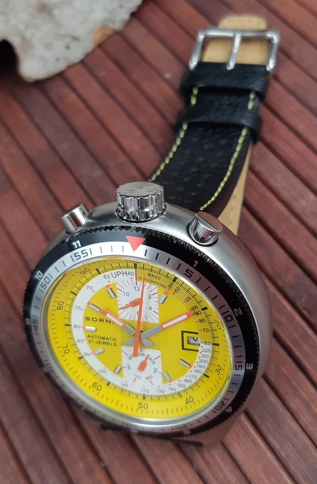 SORNA Bullhead автоматические часы тахометр масштаб новый неношеный желтый - Изображение 4 из 4