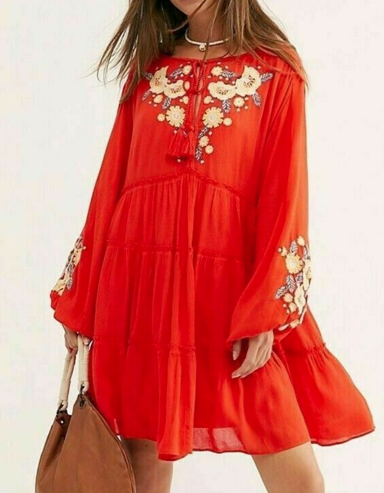 free people embroidered peasant dress Free People Wild One Embellished Mini Dress (Black) Women's Dress