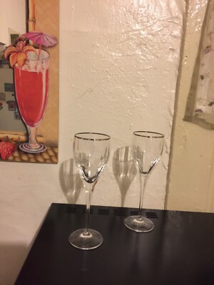 2 Platinum Optica Symphony claret wine glasses by Orrefors. New condition.8 1/4''