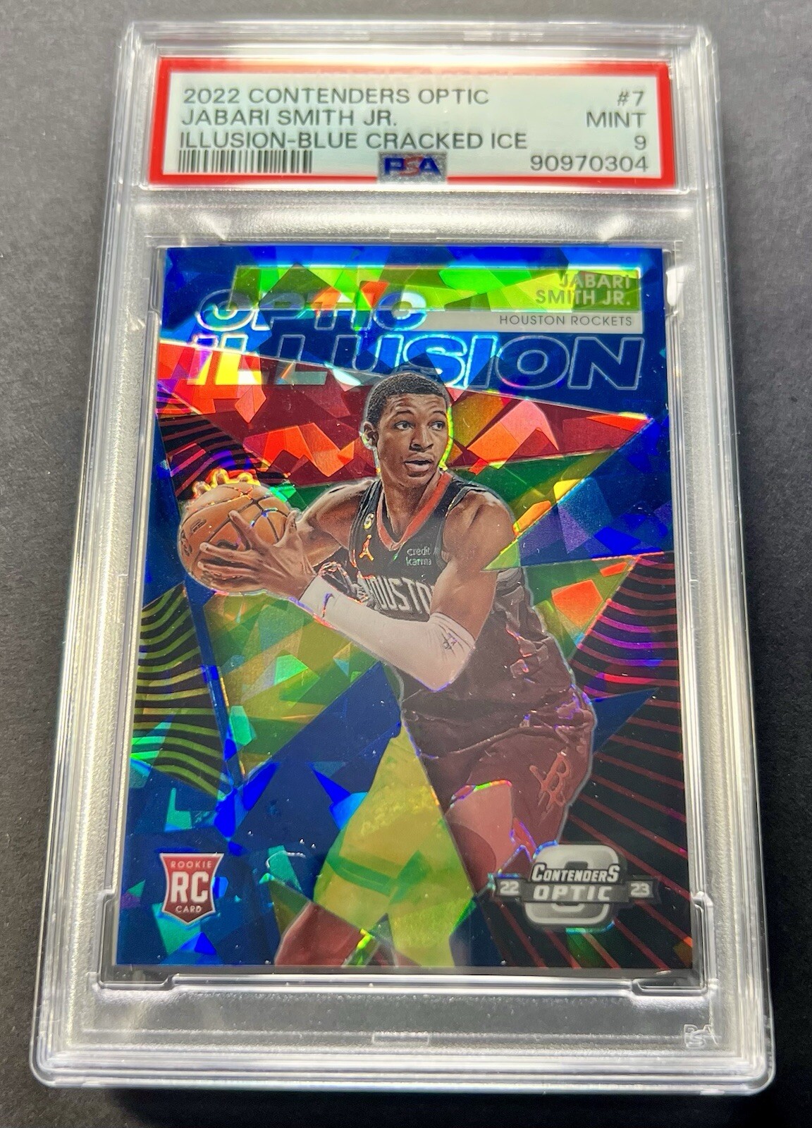 JABARI SMITH JR 2022-23 Contenders Optic Illusion-Blue Cracked Ice #/75 PSA 9 RC