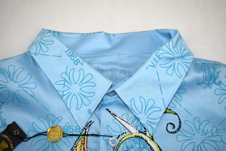 Camisa De Colección Christian Audigier Talla L 00s Deslumbrada Calavera Vid Corazón Músculo Amor Foto 3 de 4