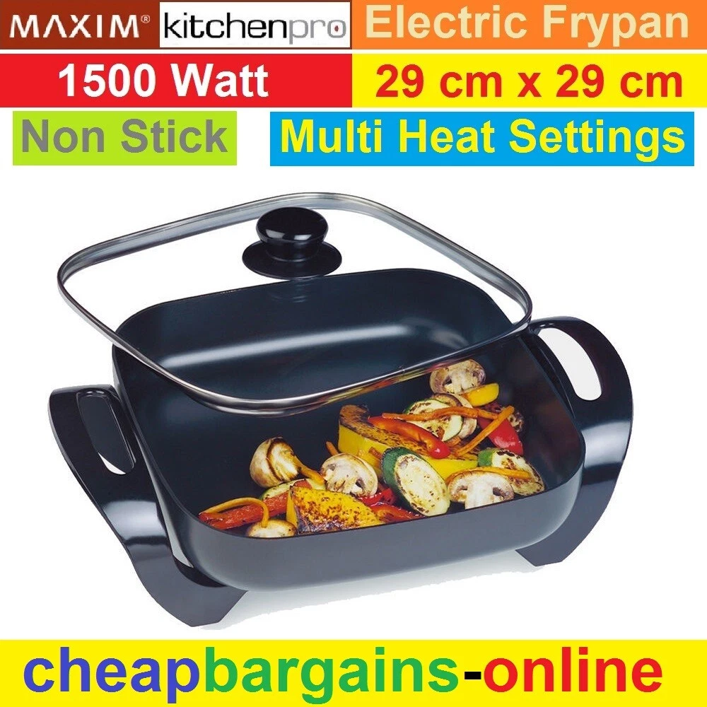 ELECTRIC FRYPAN MAXIM FRYING PAN SKILLET 29 x 29cm NON STICK MULTI