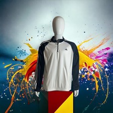 Adidas Men  s Jacket Originals Blue White 1/4 Zip Pullover Tracksuit Stripes Lg