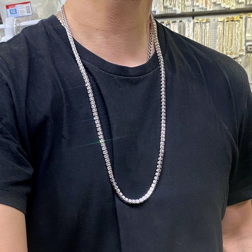 Silver Tone Hip Hop Tennis Chain 5MM 