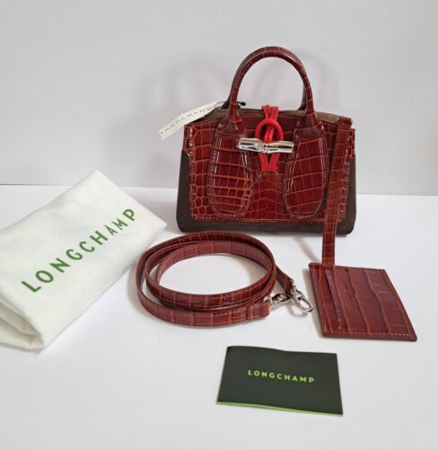 Longchamp Roseau Top Handle XS NWT Leather Crossbody Bag Croc Emboss ...