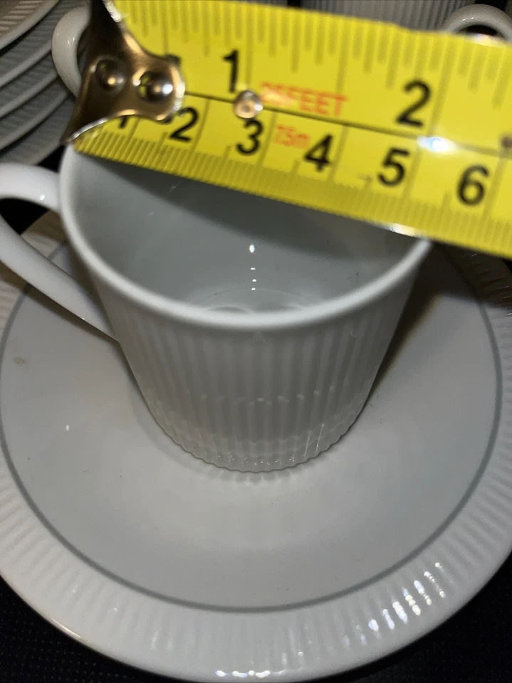 Royal Porcelain Thailand Espresso Demitasse Cup & Saucer Robbed White SET OF 6 - Image 4 of 4