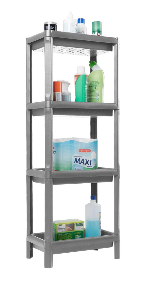 2x Haushaltsregal Steckregal Badregal Küchenregal schmal grau 4 Böden - Bild 4 von 4