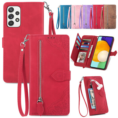 For Samsung A54 A15 A35 A55 A25 Shockproof PU Leather Zipper Wallet Phone Case